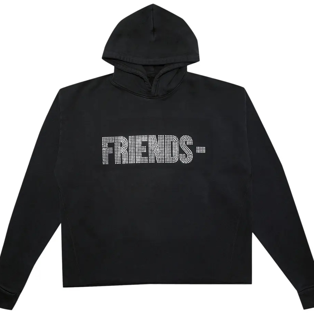 VLONE X SWAROVSKI Black Hoodie with 'FRIENDS' Print
